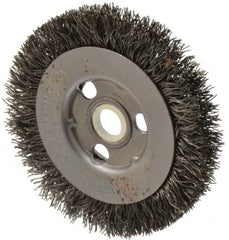 Anderson - 3" OD, 1/2" Arbor Hole, Crimped Steel Wheel Brush - 11/32" Face Width, 13/16" Trim Length, 0.0118" Filament Diam, 6,000 RPM - Caliber Tooling