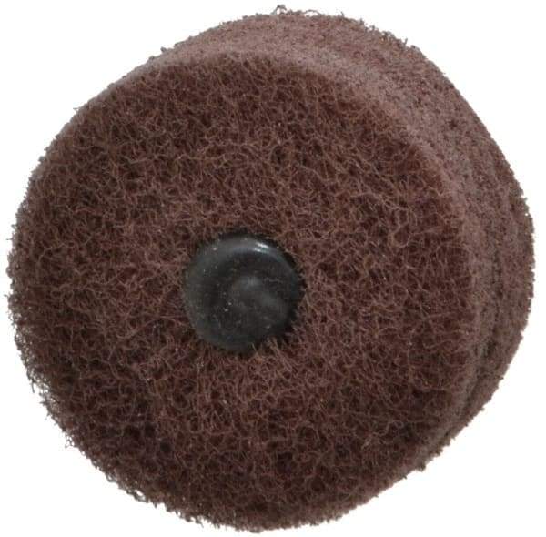 Standard Abrasives - 2" Diam, Medium Mounted Scrubber Buffing Wheel - 3 Ply, Very Fine Grade, 1/4" Shank Diam, 12,000 RPM - Caliber Tooling