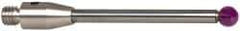 Renishaw - 3 mm Ball Diameter, Carbide Stem, M5 Thread, Ruby Point Ball Tip CMM Stylus - 15.89 mm Working Length, 2 mm Stem Diameter, 25 mm Overall Length - Caliber Tooling