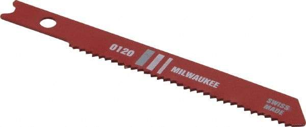 Milwaukee Tool - 2-3/4" Long, 18 Teeth per Inch, High Speed Steel Jig Saw Blade - Toothed Edge, 0.2813" Wide x 0.047" Thick, U-Shank - Caliber Tooling