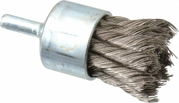 Anderson - 1-1/8" Brush Diam, Knotted, End Brush - 1/4" Diam Shank, 22,000 Max RPM - Caliber Tooling