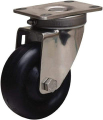 Hamilton - 3-1/2" Diam x 1-3/8" Wide x 4-7/8" OAH Top Plate Mount Swivel Caster - Polyolefin, 260 Lb Capacity, Plain Bore Bearing, 2-3/8 x 3-5/8" Plate - Caliber Tooling