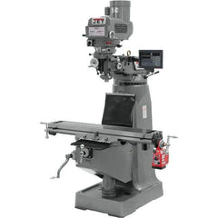 Jet - 9" Table Width x 49" Table Length, Variable Speed Pulley Control, 3 Phase Knee Milling Machine - R8 Spindle Taper, 3 hp - Caliber Tooling