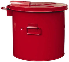 Justrite - 3.5 Gallon Capacity, Coated Steel, Red Wash Tank - 13 Inch High x 13-3/4 Inch Diameter, Includes Basket - Caliber Tooling