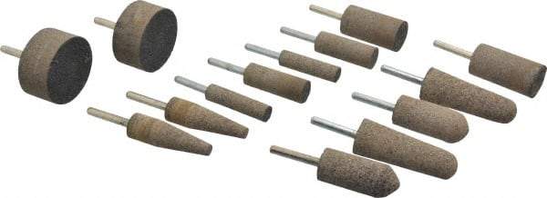 Grier Abrasives - 14 Piece Aluminum Oxide Resinoid Abrasive Point Set - Includes Shapes A1, A11, A3, W189, W208, W222 & W242 - Caliber Tooling