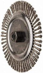 Anderson - 6-7/8" OD, 5/8-11 Arbor Hole, Knotted Stainless Steel Wheel Brush - 3/16" Face Width, 1-1/4" Trim Length, 0.02" Filament Diam, 9,000 RPM - Caliber Tooling