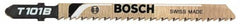 Bosch - 4" Long, 8 Teeth per Inch, High Carbon Steel Jig Saw Blade - Toothed Edge, 1/4" Wide x 0.05" Thick, T-Shank, Ground Side Tooth Set - Caliber Tooling