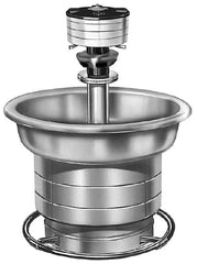 Bradley - Semi-Circular, Foot-Controlled, External Drain, 36" Diam, 3 Person Capacity, Stainless Steel, Wash Fountain - 1.25 GPM, 9" Bowl Depth, 28" High, 304 Material Grade - Caliber Tooling