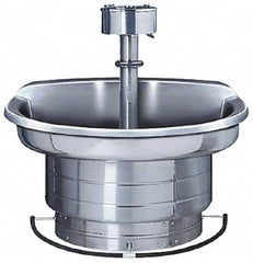 Bradley - Semi-Circular, Foot-Controlled, Internal Drain, 54" Diam, 4 Person Capacity, Stainless Steel, Wash Fountain - 3 GPM, 9" Bowl Depth, 28" High, 304 Material Grade - Caliber Tooling