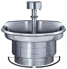 Bradley - Circular, Foot-Controlled, Internal Drain, 54" Diam, 4 Person Capacity, Stainless Steel, Wash Fountain - 5 GPM, 9" Bowl Depth, 28" High, 304 Material Grade - Caliber Tooling