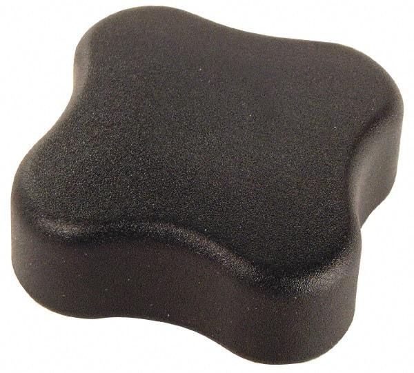 Gibraltar - 1.99" Head Diam, 4 Point Lobed Knob - 5/16-18 Hole, Thermoplastic Elastomer, Black - Caliber Tooling