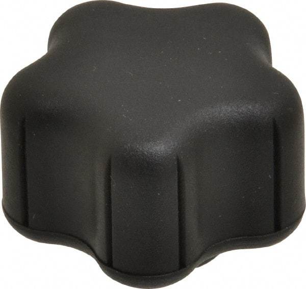 Gibraltar - 1.52" Head Diam, 5 Point Lobed Knob - 5/16-18 Hole, Thermoplastic Elastomer, Black - Caliber Tooling