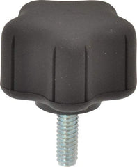 Gibraltar - 1.52" Head Diam, 5 Point Lobed Knob - 1/4-20 Stem, Thermoplastic Elastomer, Black - Caliber Tooling