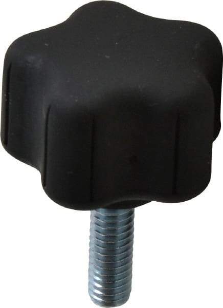 Gibraltar - 1.52" Head Diam, 5 Point Lobed Knob - 5/16-18 Stem, Thermoplastic Elastomer, Black - Caliber Tooling