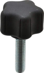 Gibraltar - 1.52" Head Diam, 5 Point Lobed Knob - 3/8-16 Stem, Thermoplastic Elastomer, Black - Caliber Tooling