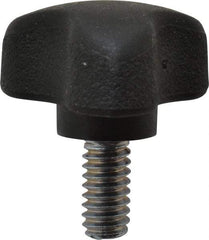 Gibraltar - 1.18" Head Diam, 3 Point Lobed Knob - 1/4-20 Stem, Thermoplastic Elastomer, Black - Caliber Tooling