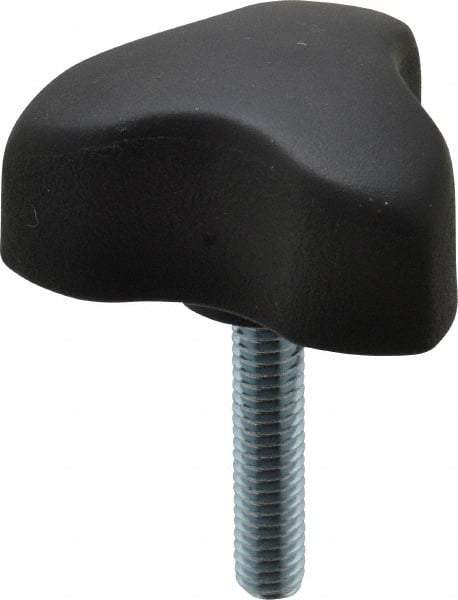 Gibraltar - 2.17" Head Diam, 3 Point Lobed Knob - 5/16-18 Stem, Thermoplastic Elastomer, Black - Caliber Tooling