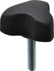 Gibraltar - 2.17" Head Diam, 3 Point Lobed Knob - 5/16-18 Stem, Thermoplastic Elastomer, Black - Caliber Tooling