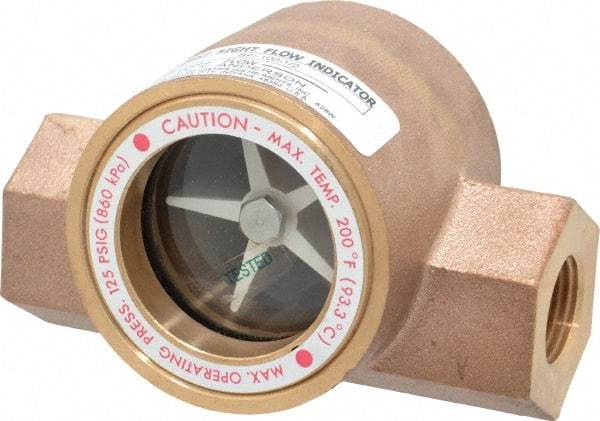 Dwyer - 1/2 Inch, Bronze Body Sight Flow Indicator - 125 Max psi, 4 Inch Overall Length, 200°F - Caliber Tooling