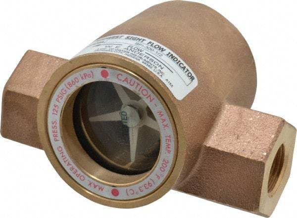 Dwyer - 1/2 Inch, Bronze Body Sight Flow Indicator - 125 Max psi, 4-1/16 Inch Overall Length, 200°F - Caliber Tooling