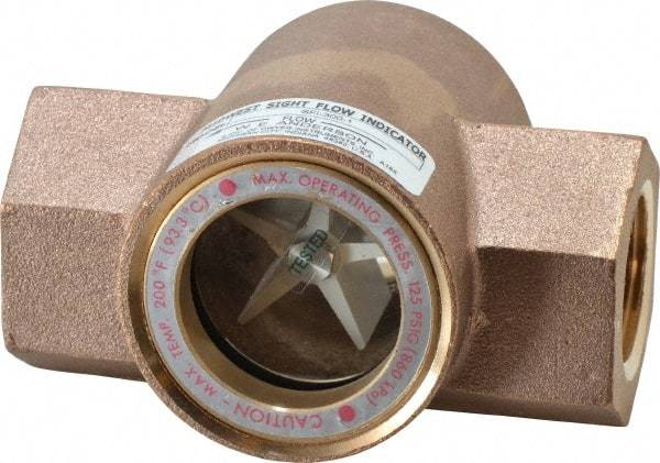 Dwyer - 1 Inch, Bronze Body Sight Flow Indicator - 125 Max psi, 4-3/8 Inch Overall Length, 200°F - Caliber Tooling