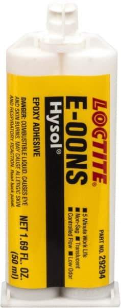 Loctite - 50 mL Cartridge Two Part Epoxy - 3 min Working Time, 1,900 psi Shear Strength, Series E-00NS - Caliber Tooling