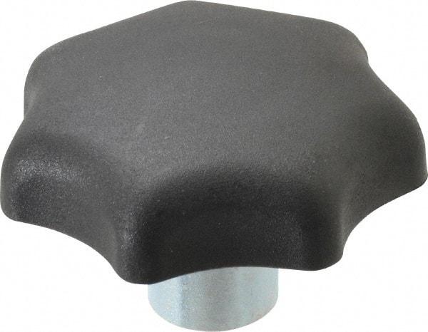 KIPP - 2.48" Head Diam, 7 Point Lobed Knob - 1/2" Hole, Thermoplastic, Black - Caliber Tooling