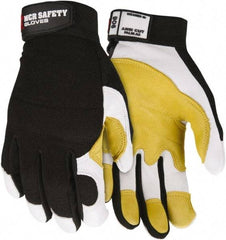 MCR Safety - Size S General Protection Work Gloves - For Work & Driver, Uncoated, Adjustable Closure Cuff, Blue/Yellow/Black/White, Paired - Caliber Tooling