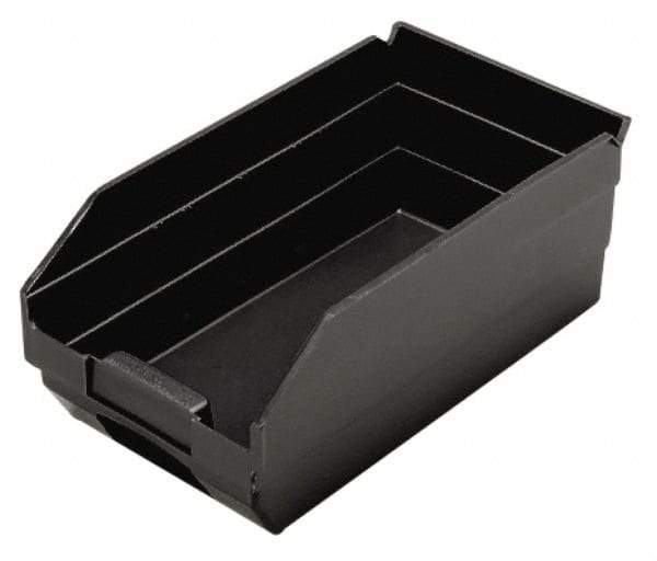 Quantum Storage - 11-5/8" Deep, Black Polypropylene Hopper Shelf Bin - 4" High x 6-5/8" Wide x 11-5/8" Long - Caliber Tooling