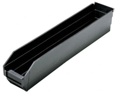 Quantum Storage - 23-5/8" Deep, Black Polypropylene Hopper Shelf Bin - 4" High x 4-1/8" Wide x 23-5/8" Long - Caliber Tooling