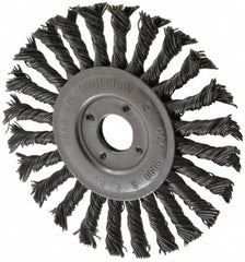 Value Collection - 6" OD, 7/8" Arbor Hole, Knotted Steel Wheel Brush - 1/2" Face Width, 1-1/2" Trim Length, 0.015" Filament Diam, 9,000 RPM - Caliber Tooling