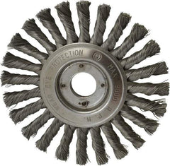 Value Collection - 6" OD, 7/8" Arbor Hole, Knotted Steel Wheel Brush - 1/2" Face Width, 1-1/2" Trim Length, 0.008" Filament Diam, 9,000 RPM - Caliber Tooling