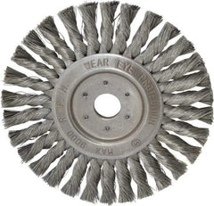 Value Collection - 7" OD, 7/8" Arbor Hole, Knotted Steel Wheel Brush - 1/2" Face Width, 1-11/16" Trim Length, 0.008" Filament Diam, 9,000 RPM - Caliber Tooling