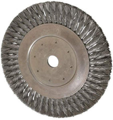 Value Collection - 10" OD, 1" Arbor Hole, Knotted Steel Wheel Brush - 5/8" Face Width, 1-11/16" Trim Length, 0.008" Filament Diam, 4,500 RPM - Caliber Tooling