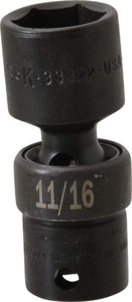 SK - 3/8" Drive 11/16" Standard Universal Impact Socket - 6 Points, 2-23/64" OAL - Caliber Tooling