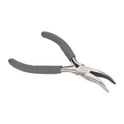 Value Collection - 5" OAL, 1-11/32" Jaw Length x 9/16" Jaw Width, Long Nose Side Cutting Bent Nose Pliers - Smooth Jaw, Plastic Dipped Handles - Caliber Tooling