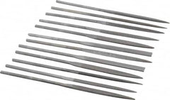 Value Collection - 12 Piece Swiss Pattern File Set - 6-1/4" Long, 0 Coarseness, Round Handle, Set Includes Barrette, Crossing, Equalling, Flat, Half Round, Knife, Round, Round Edge Joint, Slitting, Square, Three Square - Caliber Tooling