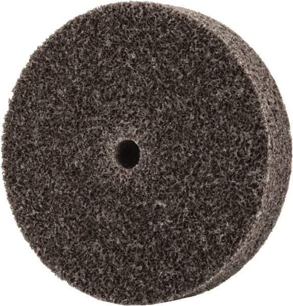 3M - 2-1/2" Diam, 1/2" Face Width, 1/4" Center Hole, Medium Grade, Aluminum Oxide Deburring Wheel - Unitized, Hard Density 7 Grade, 18,100 RPM - Caliber Tooling