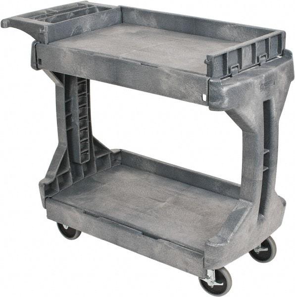 Akro-Mils - 400 Lb Capacity, 19" Wide x 41-1/2" Long x 34-3/4" High Standard Utility Cart - 2 Shelf, Plastic, 2 Rigid/2 Swivel Casters - Caliber Tooling