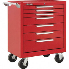 Kennedy - 7 Drawer 1,400 Lb Capacity Steel Tool Roller Cabinet - 29" Wide x 35" High x 20" Deep, Red - Caliber Tooling