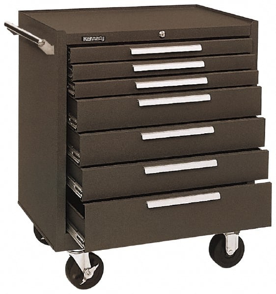 Steel Tool Roller Cabinet: 7 Drawers Brown, Steel Top