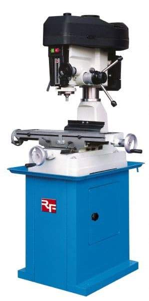 Rong Fu - 3 Phase, 16-3/8" Swing, Step Pulley Mill Drill Machine - 28-1/2" Table Length x 8-1/4" Table Width, 18-1/8" Longitudinal Travel, 6-1/4" Cross Travel, 23 Spindle Speeds, 1 hp, 230 Volts - Caliber Tooling