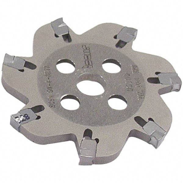 Iscar - Arbor Hole Connection, 0.106" Cutting Width, 1" Depth of Cut, 4.92" Cutter Diam, 1-1/4" Hole Diam, 16 Tooth Indexable Slotting Cutter - SGSA Toolholder, GSAN 3 Insert, Right Hand Cutting Direction - Caliber Tooling