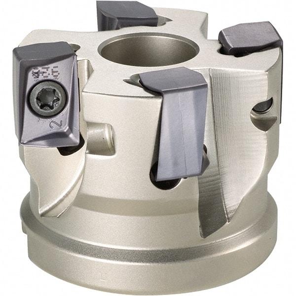 Iscar - 4 Inserts, 2-1/2" Cut Diam, 1" Arbor Diam, 0.642" Max Depth of Cut, Indexable Square-Shoulder Face Mill - 0/90° Lead Angle, 1-3/4" High, H490 AN.X 17 Insert Compatibility, Through Coolant, Series Helido - Caliber Tooling