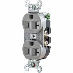 Hubbell Wiring Device-Kellems - 125V 20A NEMA 5-20R Industrial Grade Gray Straight Blade Duplex Receptacle - Caliber Tooling