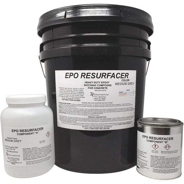 Made in USA - 50 Lb Concrete Repair/Resurfacing - Medium Gray, 25 Sq Ft Coverage, Epoxy Resin - Caliber Tooling