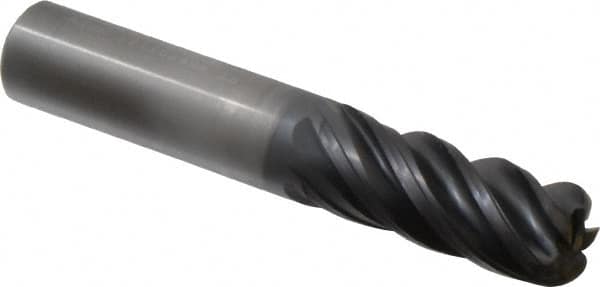 Kennametal - 1/2", 5 Flute, Single End, Solid Carbide, 0.06" Corner Radius End Mill - 3" OAL, 38° Helix, Right Hand Flute, 1-1/4" LOC, Right Hand Cut - Caliber Tooling