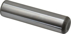 Made in USA - 1" Diam x 4" Pin Length Grade 8 Alloy Steel Standard Dowel Pin - Bright Finish, C 47-58 & C 60 (Surface) Hardness, 117,800 Lb (Single Shear), 235,600 Lb (Double Shear) Breaking Strength, 1 Beveled & 1 Rounded End - Caliber Tooling