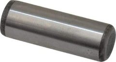 Made in USA - 7/16" Diam x 1-1/4" Pin Length Grade 8 Alloy Steel Standard Dowel Pin - Bright Finish, C 47-58 & C 60 (Surface) Hardness, 22,550 Lb (Single Shear), 45,100 Lb (Double Shear) Breaking Strength, 1 Beveled & 1 Rounded End - Caliber Tooling