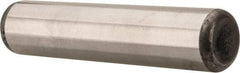 Made in USA - 7/16" Diam x 2" Pin Length Grade 8 Alloy Steel Standard Dowel Pin - Bright Finish, C 47-58 & C 60 (Surface) Hardness, 22,550 Lb (Single Shear), 45,100 Lb (Double Shear) Breaking Strength, 1 Beveled & 1 Rounded End - Caliber Tooling